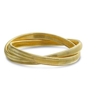 Omega Snake Cobra Wide Bangle Twisted Bracelet Set Gold Black Plated Steel