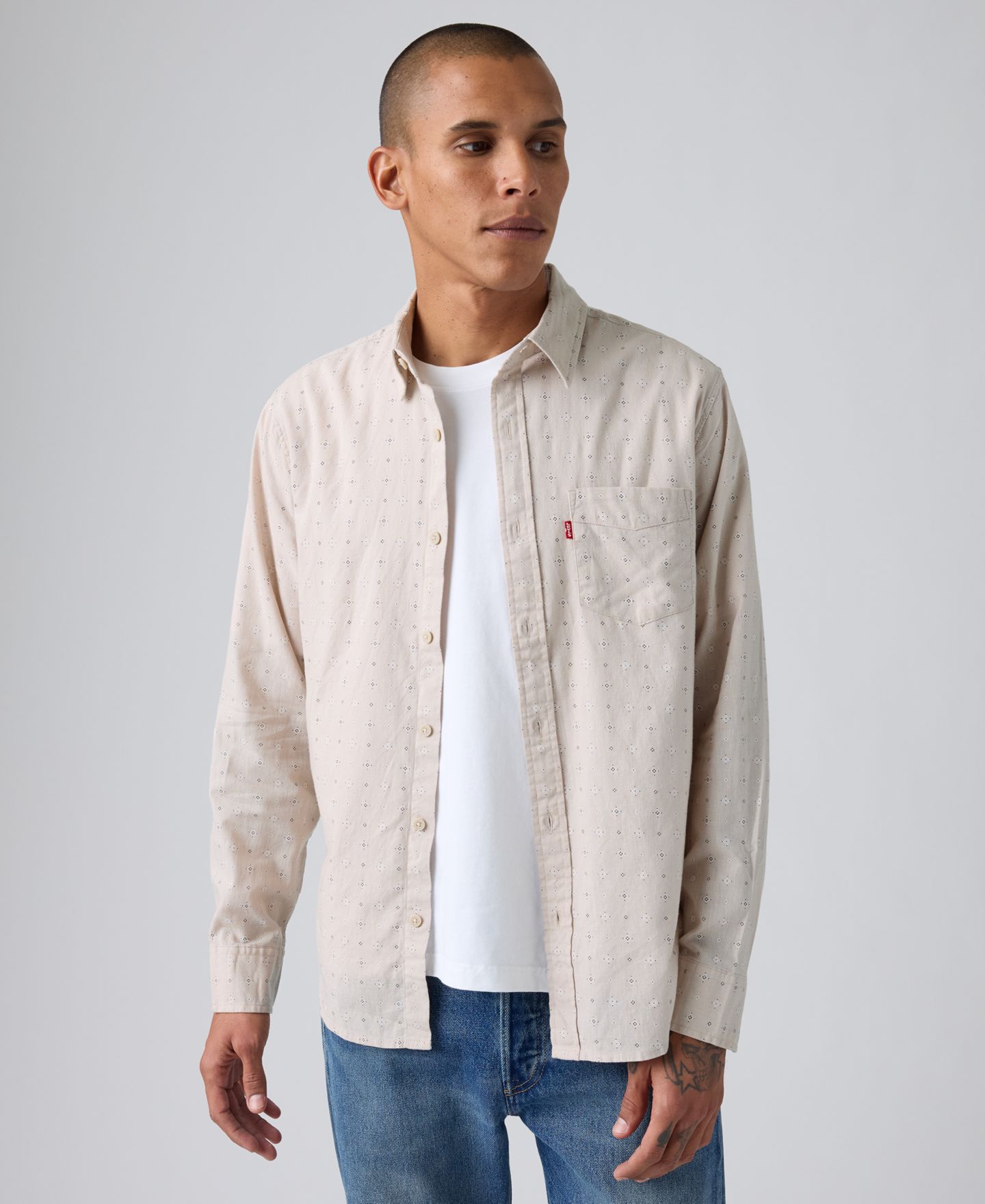 Мужская рубашка Levi's Classic Pocket Regular-Fit Long-Sleeve, цвет: Серый — фото 2