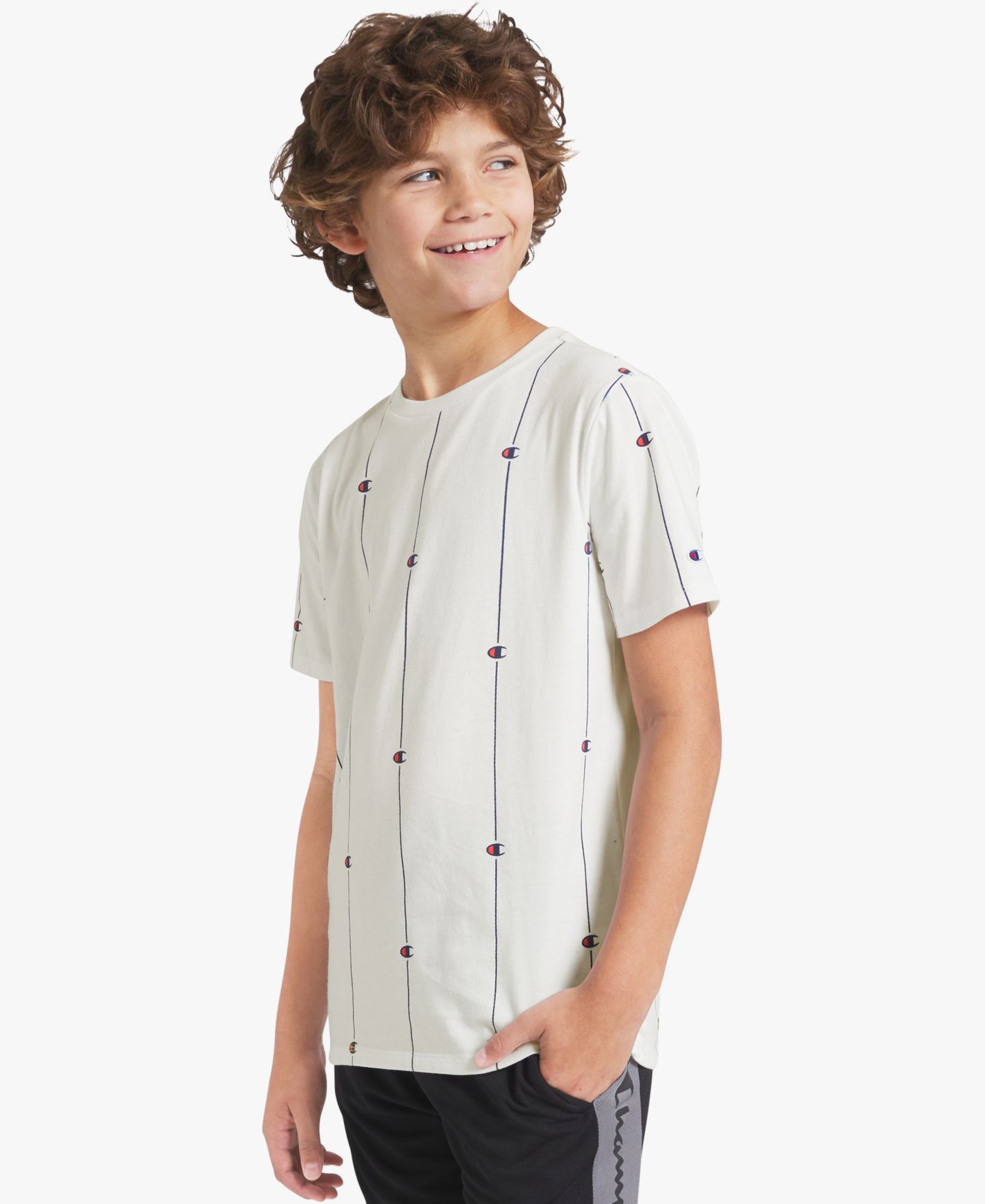 Футболка Champion Printed Short-Sleeve Crewneck T-Shirt для мальчиков, цвет: Яркий белый — фото 3