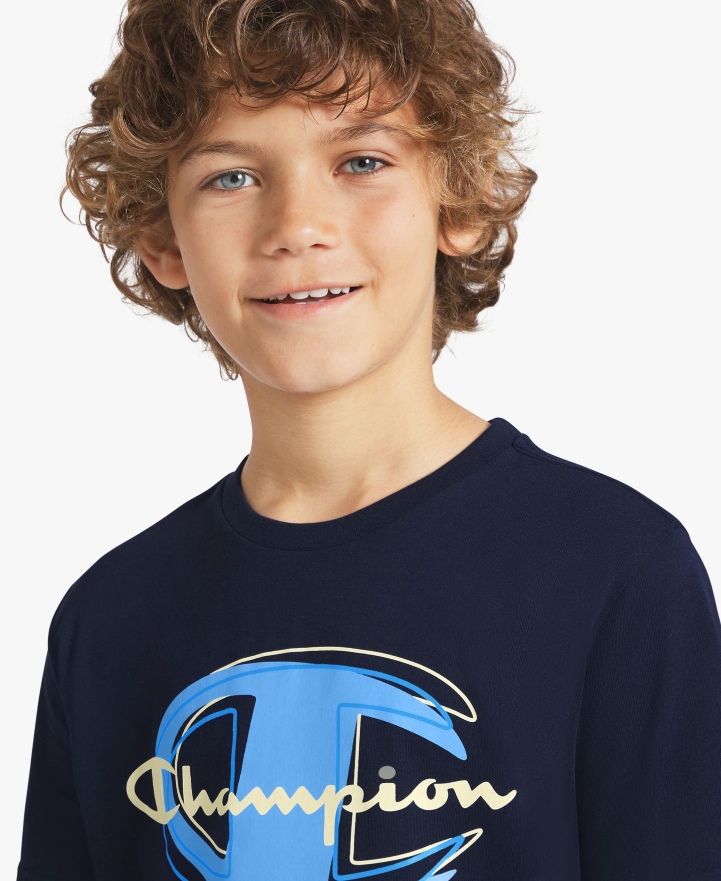 Футболка Champion Short-Sleeve Round Neck Graphic T-Shirt для мальчиков, цвет: Тёмный тёмно-синий — фото 3
