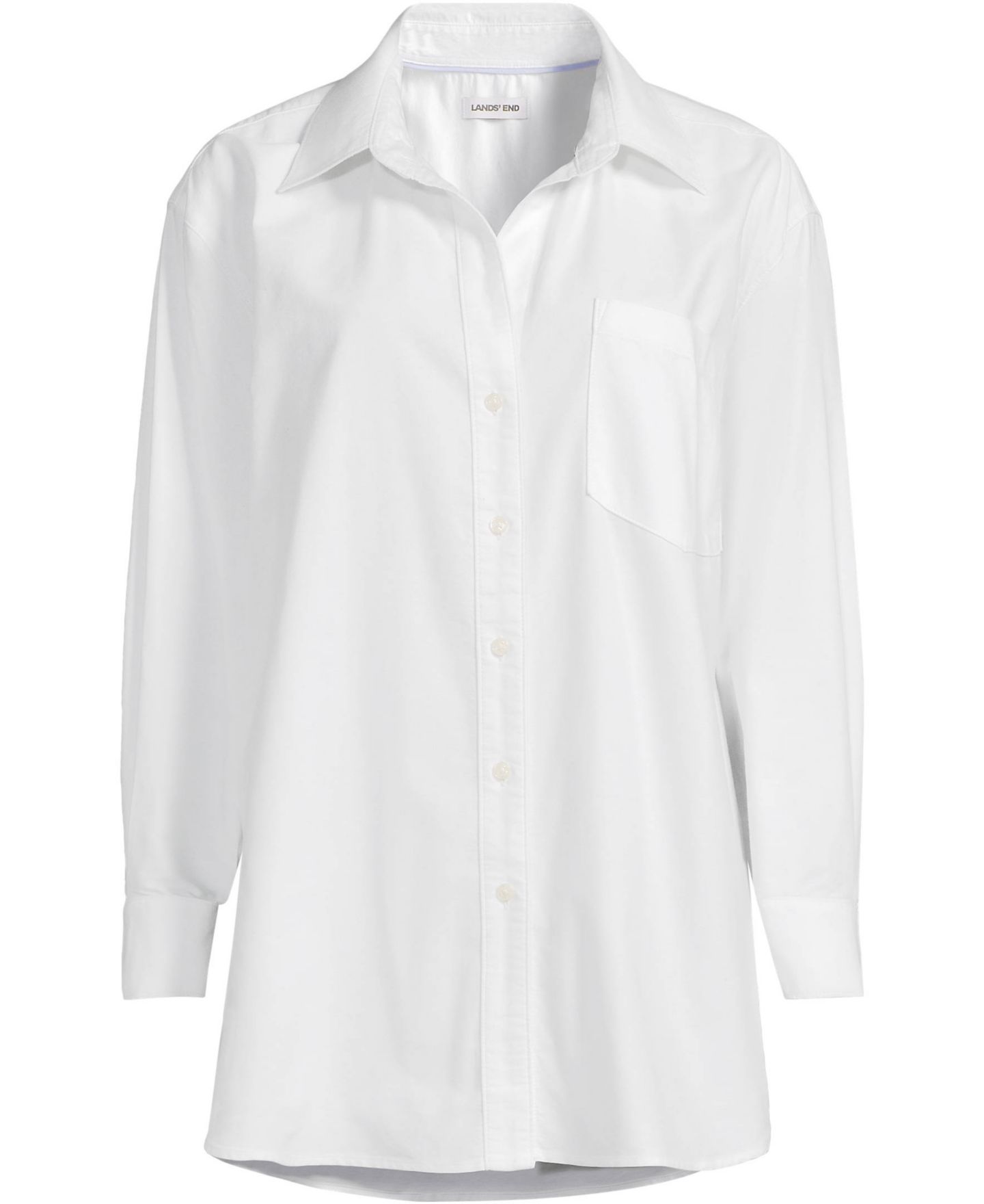 Женская рубашка Lands' End Oversized Oxford Button Front, цвет: Белый — фото 6