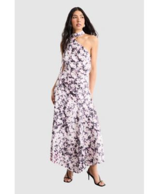 Women's Scarf Tie Asymmetric Maxi Dress