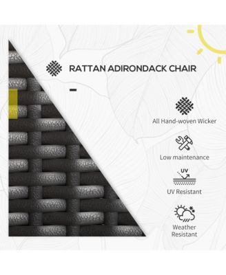 Patio Wicker Adirondack Chair with Cushion, Armrest,