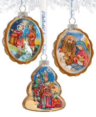Nativity Mercury Holiday Ornaments, Set of 3