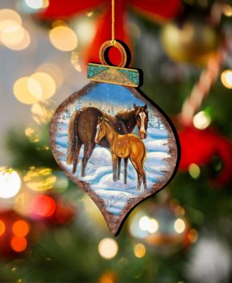 2 Piece Horses Scenery Wood Ornament Set
