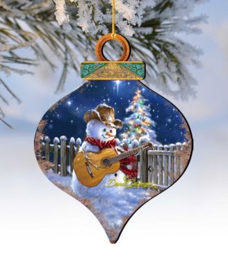 by Dona Gelsinger Guitar Player Snowman Ornament, Set of 2