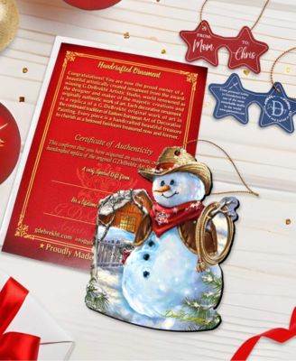 2 Piece Cowboy Snowman Wood Ornaments Set