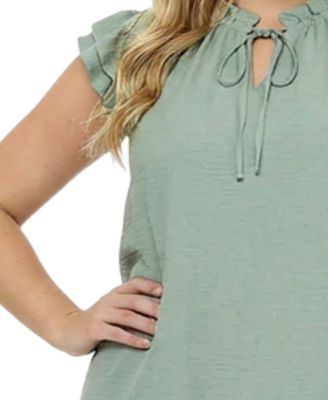 Plus Size Flutter Sleeve Flounced Dress