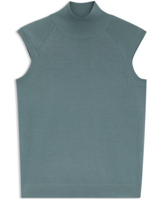 Women's Merino Wool Mock Neck Sleeveless Top