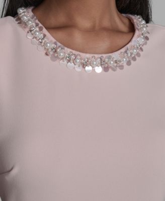 Women's Embellished Neck Short Dress