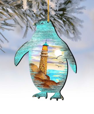 Penguins Wooden Ornaments Set of 2