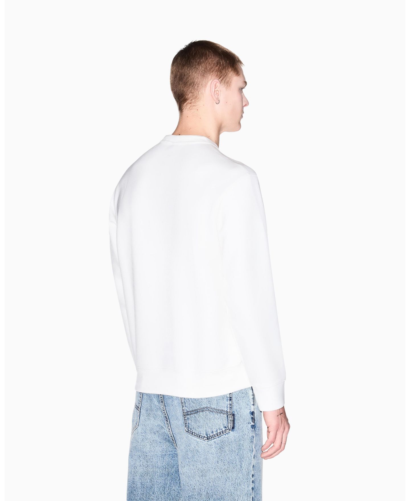 Мужской свитшот A|X Armani Exchange Box Floral Crewneck, цвет: Молочный белый — фото 4