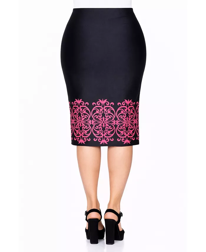 Women's Printed Stretch Midi Pencil Skirt - thumbnail 3