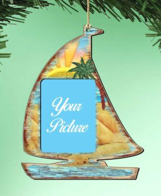 Sailboat Picture Frame Ornament Set of 2