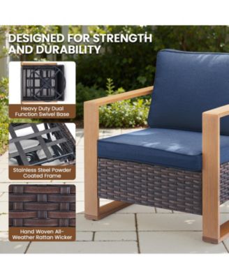 Outdoor Furniture with Fire Pit -Patio Table and Chairs Set of 4 Patio Club Chairs for Deck Porch Garden Poolside Backyard