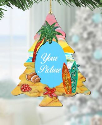 Coastal Christmas Tree Picture Ornament Set of 2