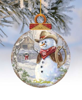 by Dona Gelsinger Cowboy Snowman Ornament, Set of 2