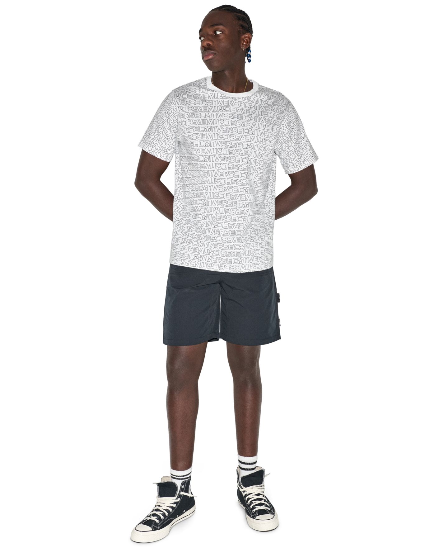 Мужские шорты Converse Regular-Fit Double Knee, цвет: Чёрный — фото 2