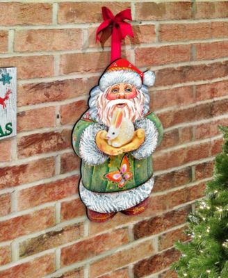 Bunny Santa Christmas Door Hanger