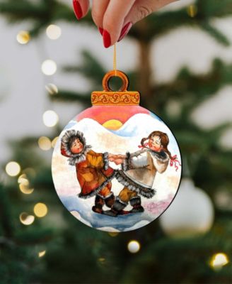 Arctic Friendship Wooden Christmas Ornament Set of 2