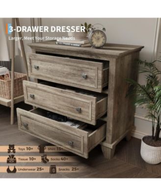 3 Drawer Dresser 32 Inch Wide Chest Storage Organizer with Metal Handles Small Cabinet for Bedroom