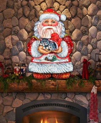 Kitten Holiday Santa Christmas Door Hanger