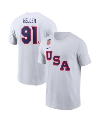 Men's Clayton Keller White USA Hockey 2026 Name & Number T-Shirt