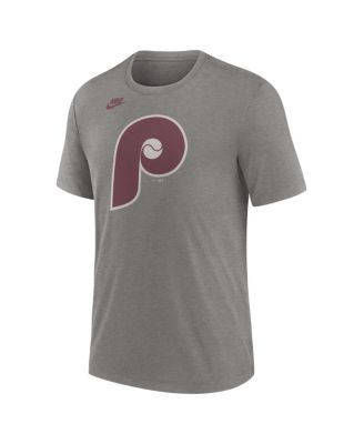 Men's Heather Charcoal Philadelphia Phillies Cooperstown Logo Tri-Blend T-Shirt