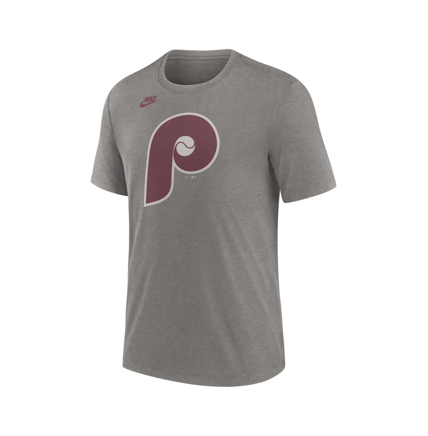 Мужская футболка Nike Heather Charcoal Philadelphia Phillies Cooperstown Logo Tri-Blend — фото 2