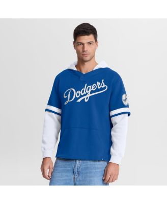 Men's Royal/White Los Angeles Dodgers Oversized Fire Speed Layered Hoodie
