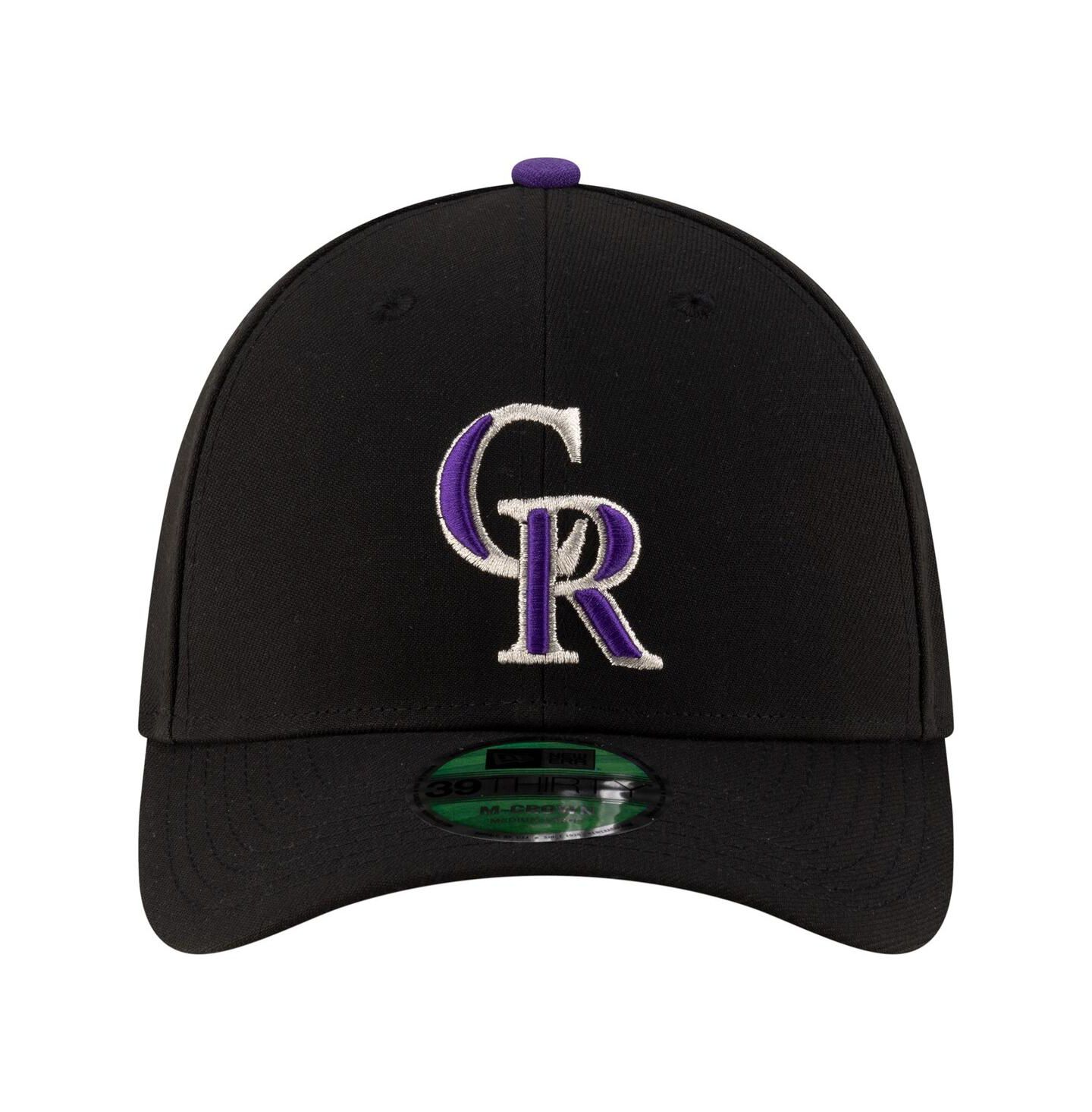 Мужская кепка New Era Black Colorado Rockies Player Replica 39THIRTY M-Crown Flex Hat — фото 2