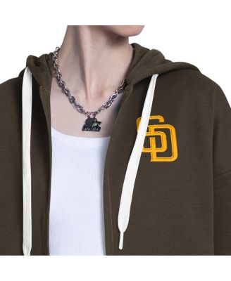 Women's Brown/Heather Gray San Diego Padres Wishbone Full-Zip Hoodie