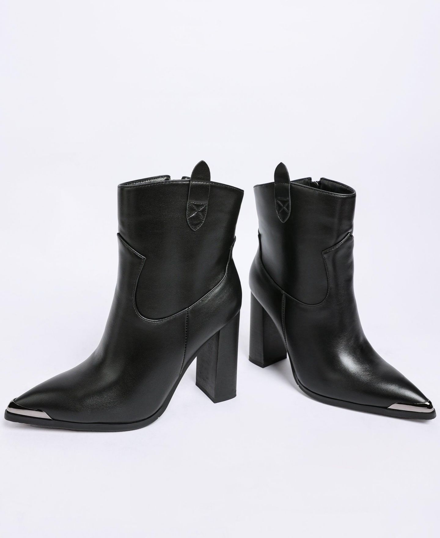 Женские ботинки London Rag Hatter Pointed Toe Faux Leather, цвет: Чёрный гладкий — фото 9