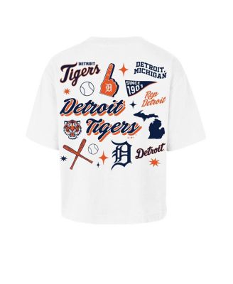 Women's White Detroit Tigers Collage Script Reed City T-Shirt