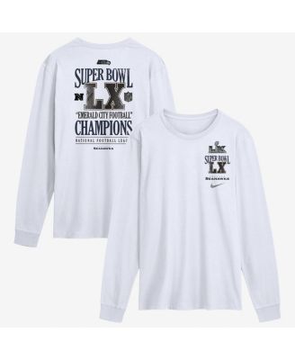 Men's White Seattle Seahawks Super Bowl LX Champions Long Ball Long Sleeve T-Shirt