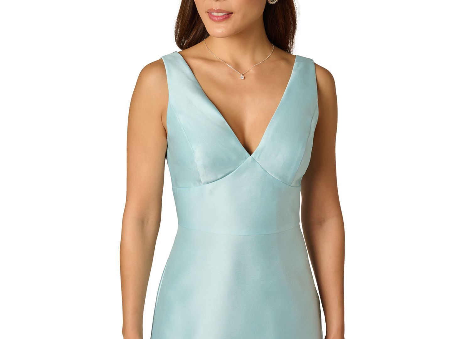 Женское платье Adrianna Papell Tie Mikado V-Neck Midi, цвет: Прозрачный небесно-голубой — фото 2