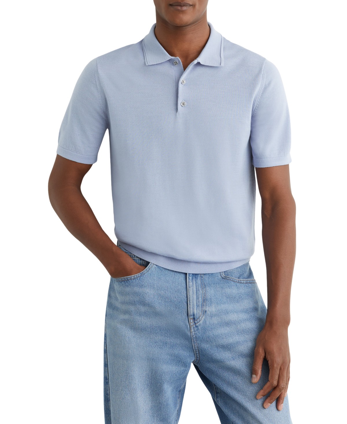 Мужские REISS Men's Manor Merino Wool Short-Sleeve Polo Shirt — фото 1
