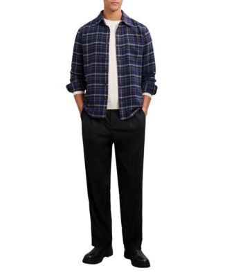 Men's Check Button-Through Overshirt with Wool
