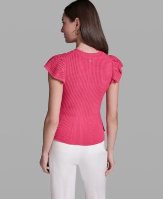 Women's Short-Sleeve Crewneck Peplum Top
