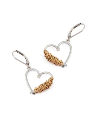 Two-Tone Heart Drop Earrings