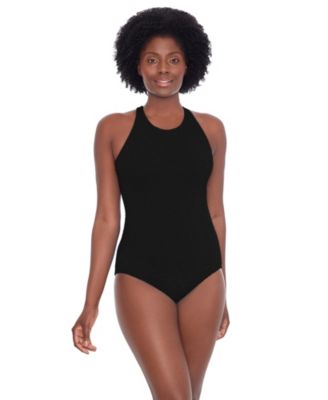 Women's Chlorine Resistant High Neck Mastectomy One-Piece Swimsuit