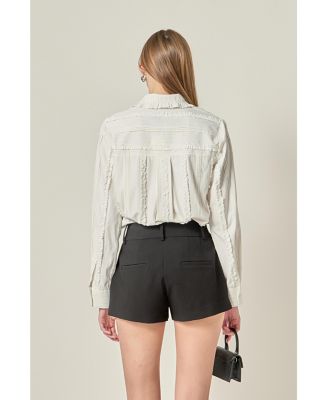 Women's Pintuck and Ruffle Detail Shirt
