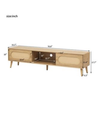 Boho Cabinet with TV Stand Modern Farmhouse Media Console with Solid Wood Legs