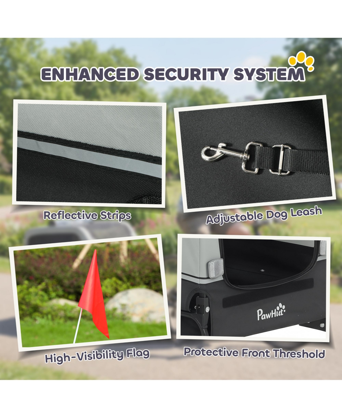 PawHut Dog Bike Trailer, Trailer w/ Flip-Down Ramp Tailgate,