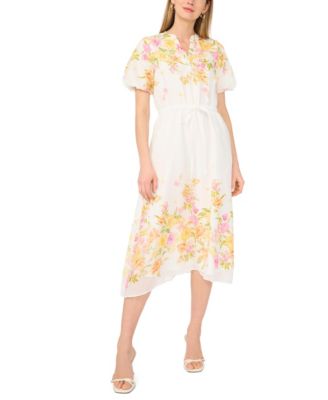 Women's V-Neck Printed Midi Dress