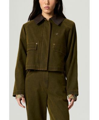 Women's Contrast Collar Utility Cropped Jacket