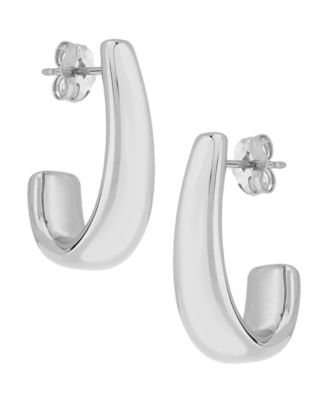 J-Hoop Earrings Set in 14k White Gold