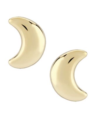 Cresent Moon Stud Earrings Set in 14k Gold (8mm)