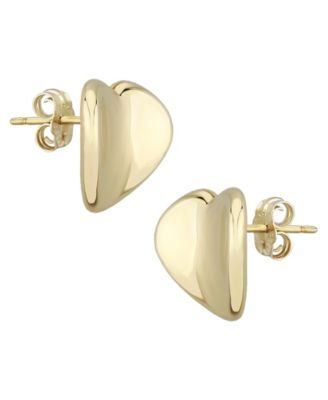 Dapped Heart Stud Earrings Set in 14k Gold