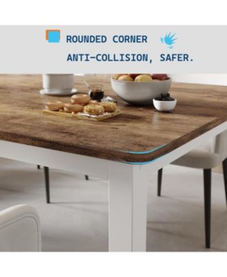 78.7" Long Dining Table, Large Industrial Kitchen Table for 6-8, Metal Legs, Rounded Corners